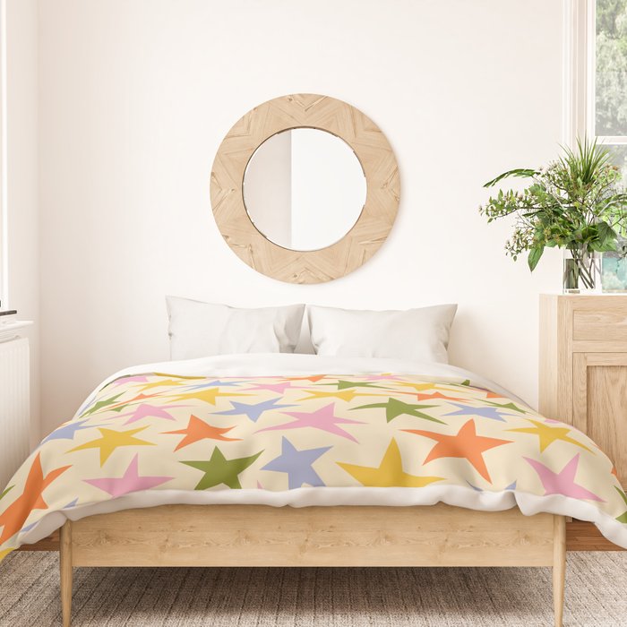 Colorful retro star shape art pattern Duvet Cover Gallery Image 3
