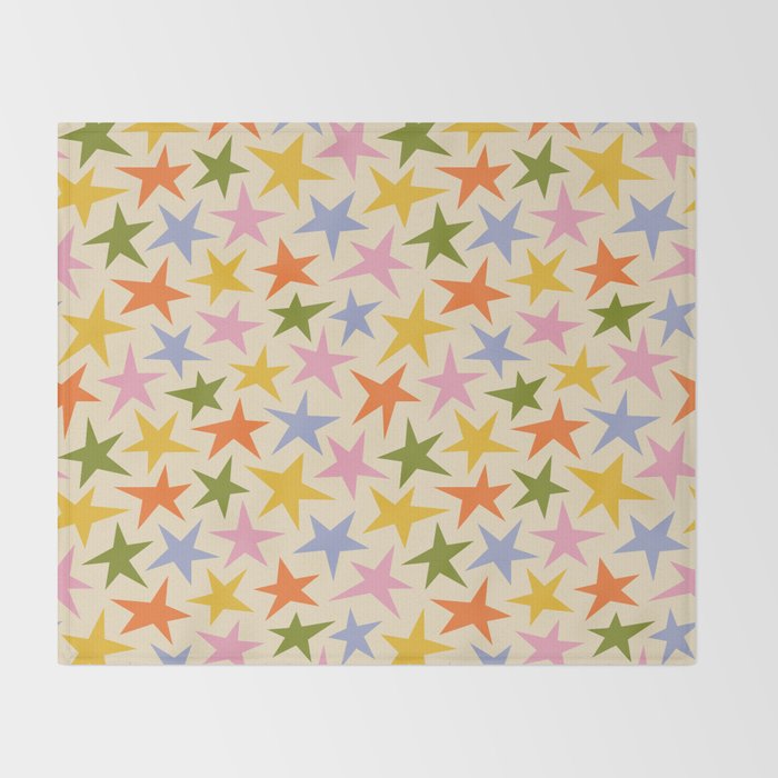 Colorful retro star shape art pattern Throw Blanket Gallery Image 2
