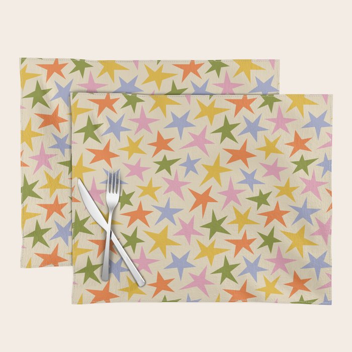 Colorful retro star shape art pattern Placemat Gallery Image 1