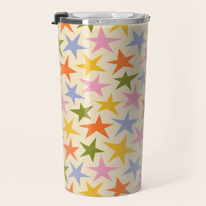 Colorful retro star shape art pattern Travel Mug Gallery Image 3