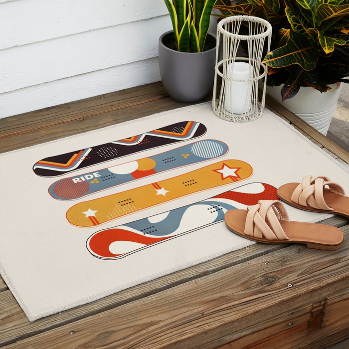 Retro Snowboards  Outdoor Rug Gallery Image 2