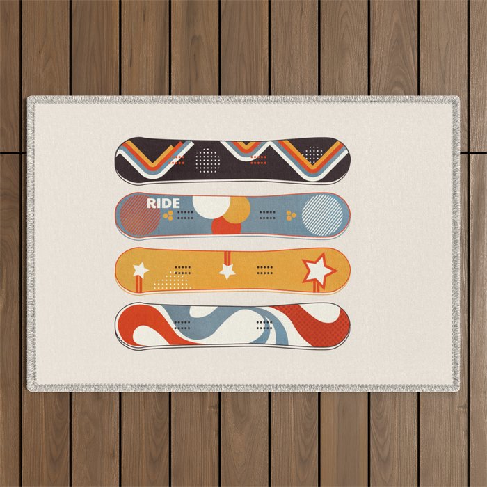 Retro Snowboards  Outdoor Rug Gallery Image 1