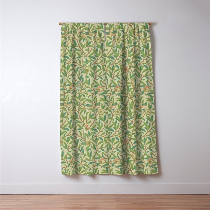William Morris Bird and Pomegranate Green Parchment Window Curtain Gallery Image 3