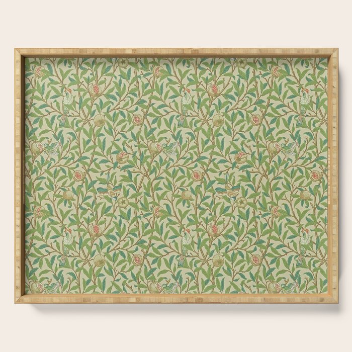 William Morris Bird and Pomegranate Green Parchment Serving Tray Gallery Image 1
