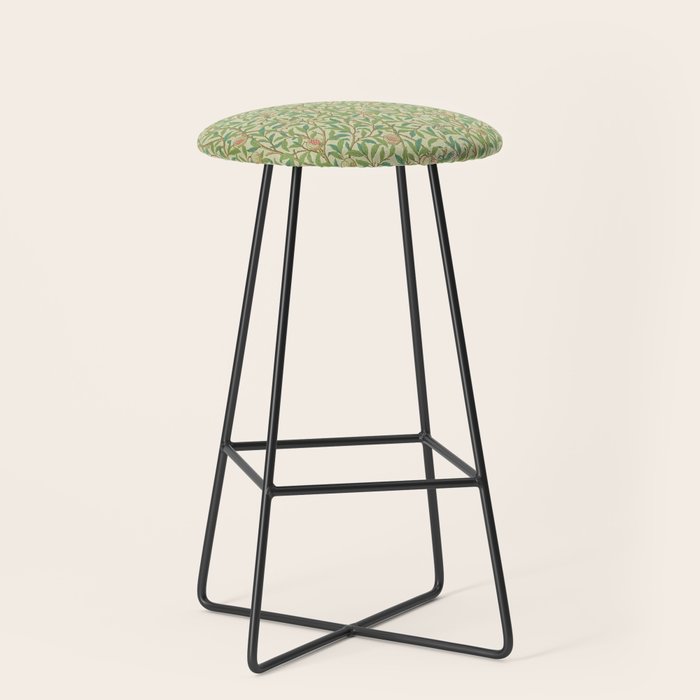 William Morris Bird and Pomegranate Green Parchment Stool Gallery Image 1