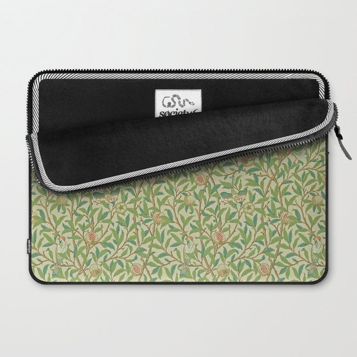 William Morris Bird and Pomegranate Green Parchment Laptop Sleeve Gallery Image 2