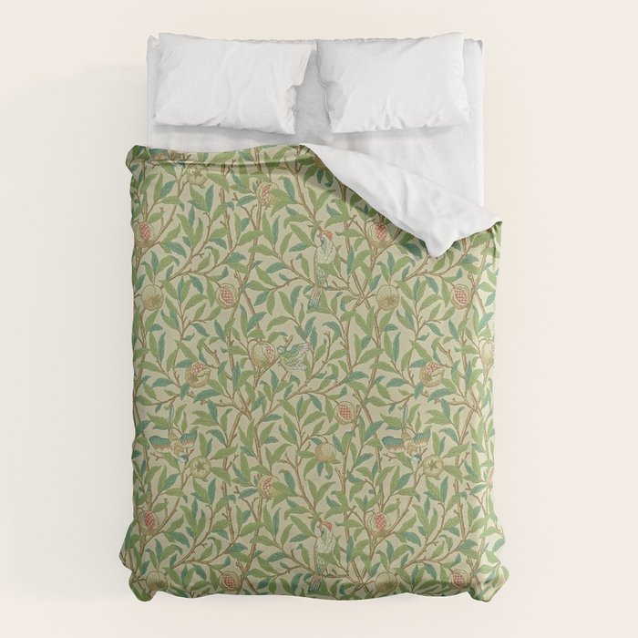 William Morris Bird and Pomegranate Green Parchment Duvet Cover Gallery Image 6