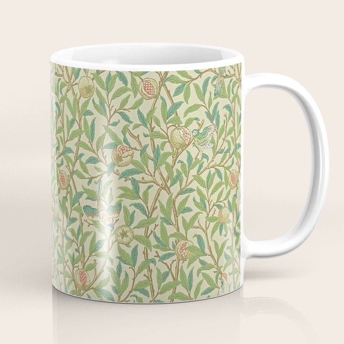 William Morris Bird and Pomegranate Green Parchment Coffee Mug Gallery Image 1