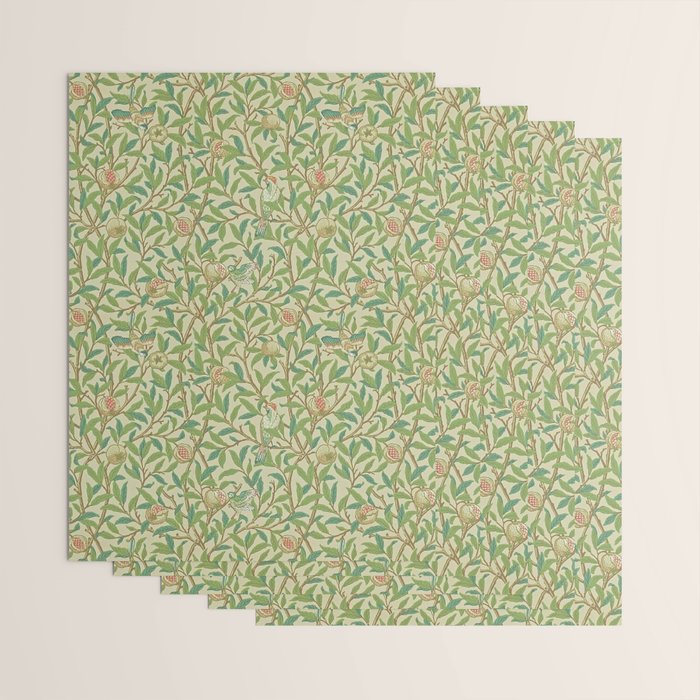 William Morris Bird and Pomegranate Green Parchment Wrapping Paper Gallery Image 3