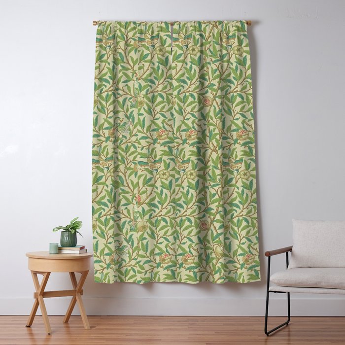 William Morris Bird and Pomegranate Green Parchment Window Curtain Gallery Image 5