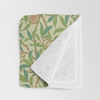 William Morris Bird and Pomegranate Green Parchment Throw Blanket Gallery Image 3