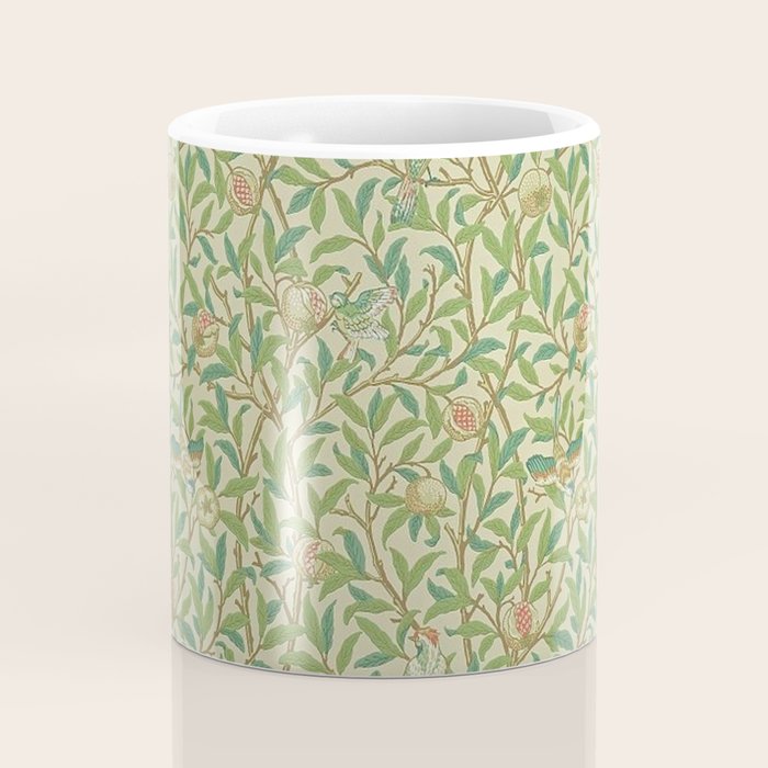 William Morris Bird and Pomegranate Green Parchment Coffee Mug Gallery Image 4