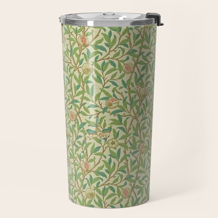 William Morris Bird and Pomegranate Green Parchment Travel Mug Gallery Image 2