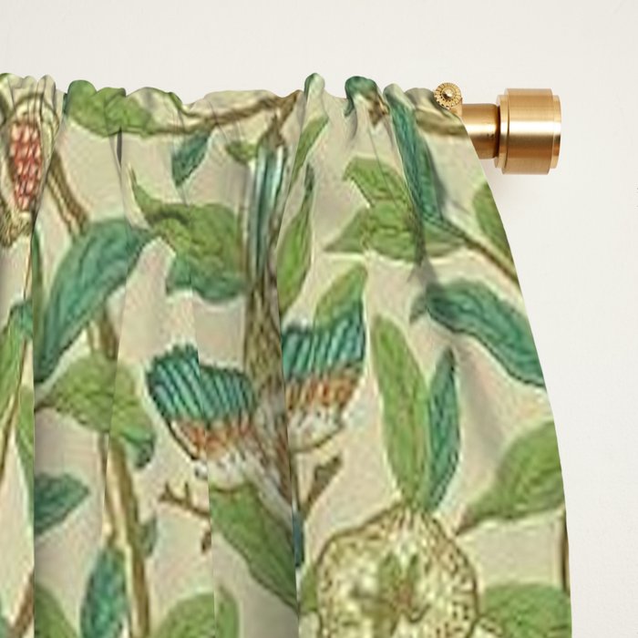 William Morris Bird and Pomegranate Green Parchment Window Curtain Gallery Image 2