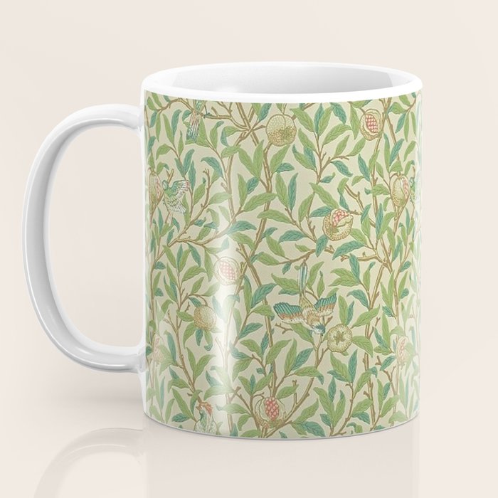 William Morris Bird and Pomegranate Green Parchment Coffee Mug Gallery Image 3