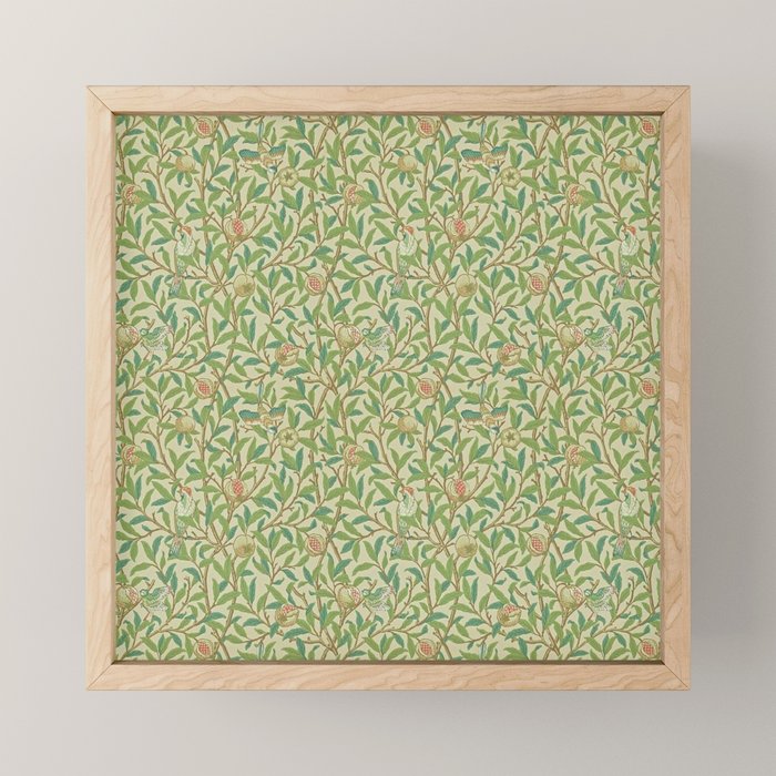 William Morris Bird and Pomegranate Green Parchment Mini Art Print Gallery Image 1