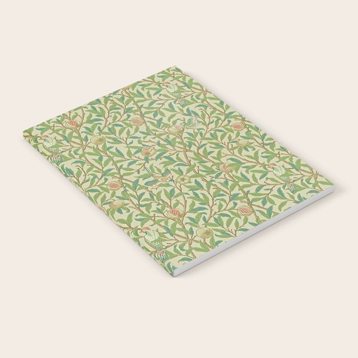 William Morris Bird and Pomegranate Green Parchment Notebook Gallery Image 1