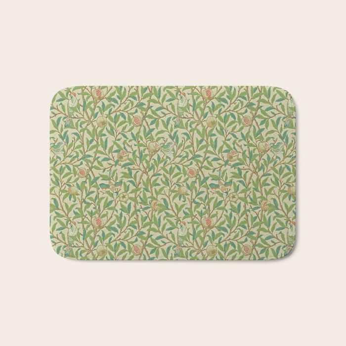 William Morris Bird and Pomegranate Green Parchment Bath Mat Gallery Image 1