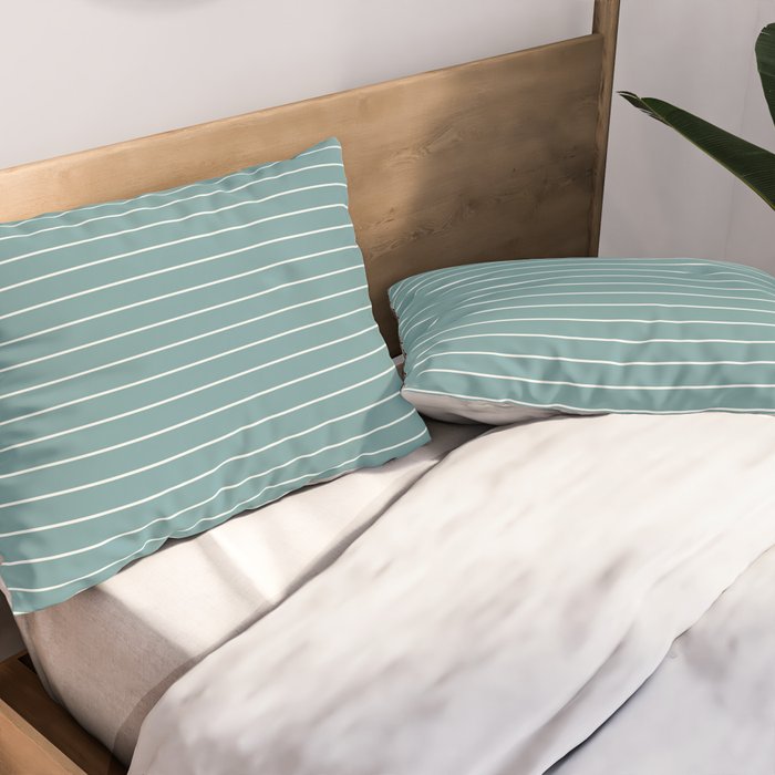 Minimal Arch XXIV Beachy Teal Modern Geometric Lines Pillow Sham Gallery Image 2