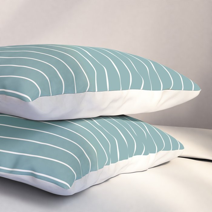 Minimal Arch XXIV Beachy Teal Modern Geometric Lines Pillow Sham Gallery Image 3