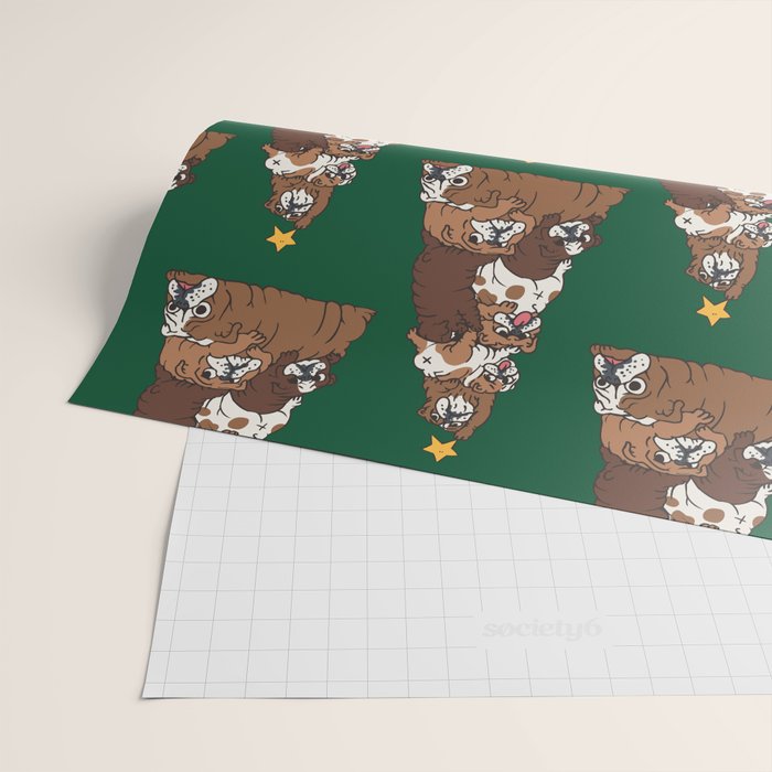 Christmas Tree English Bulldog Wrapping Paper Gallery Image 2