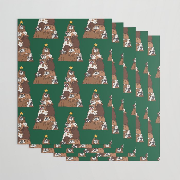 Christmas Tree English Bulldog Wrapping Paper Gallery Image 3