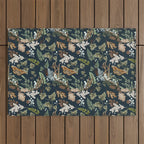 Bohemian leafy forest at night Outdoor Rug Gallery Image 1