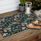 Bohemian leafy forest at night Outdoor Rug Gallery Image 2