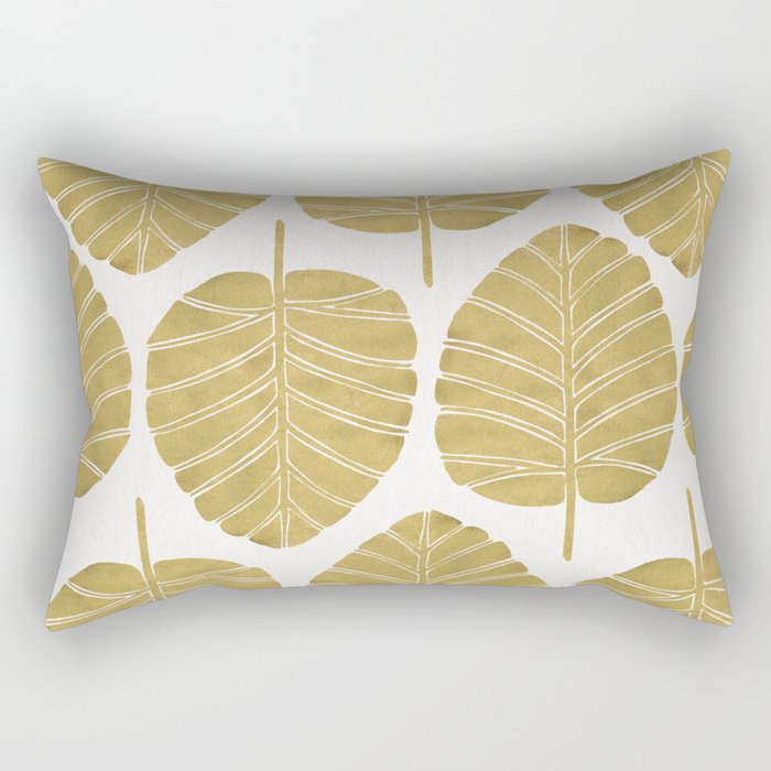 Elephant Ear Alocasia - Gold Palette Rectangular Pillow Gallery Image 2