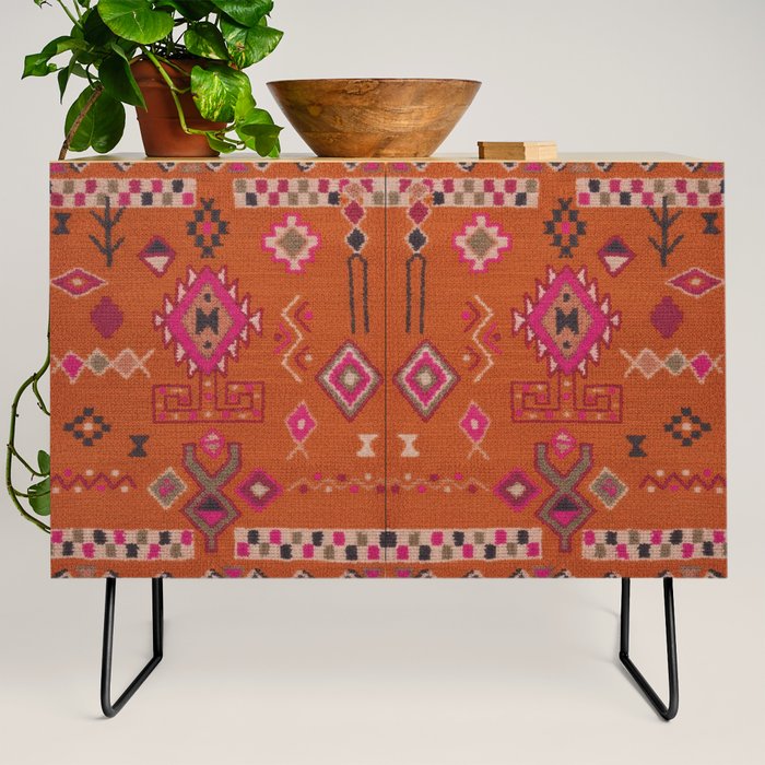 Moroccan Berber Geometric Pattern In Warm Earth Tones Credenza Gallery Image 2
