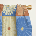 Retro Flowers Check Pattern VIII Window Curtain Gallery Image 2