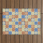Retro Flowers Check Pattern VIII Outdoor Rug Gallery Image 1