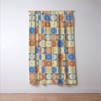 Retro Flowers Check Pattern VIII Window Curtain Gallery Image 3