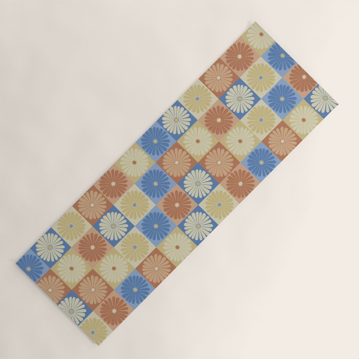 Retro Flowers Check Pattern VIII Yoga Mat Gallery Image 1