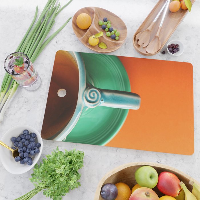 Morning Ritual colorful coffee mug photograph still life Cutting Board Gallery Image 2