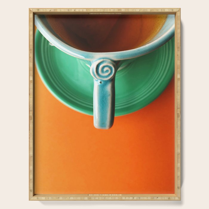 Morning Ritual colorful coffee mug photograph still life Serving Tray Gallery Image 1
