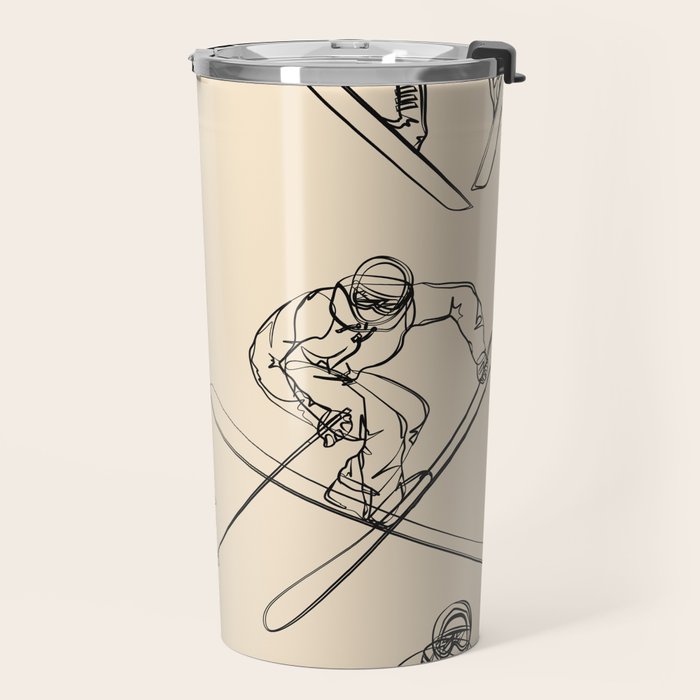 Minimal Skiers Line Art 2 Travel Mug Gallery Image 2