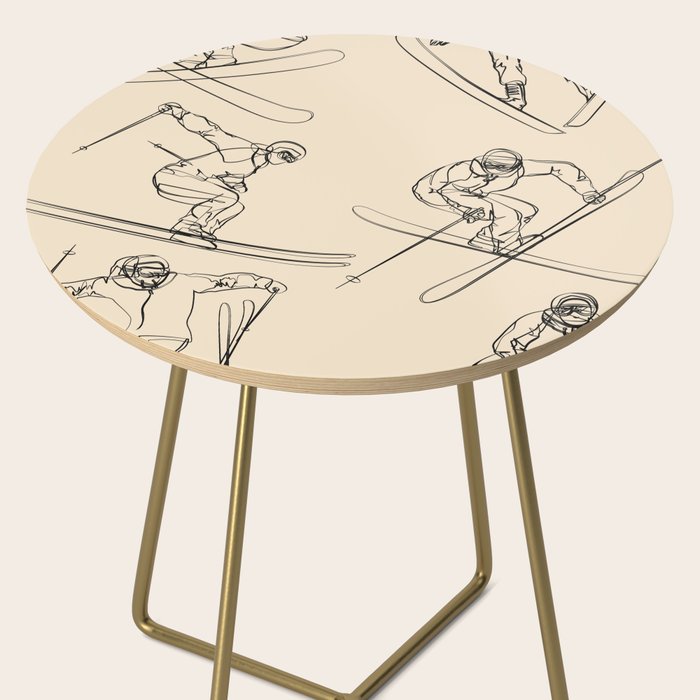 Minimal Skiers Line Art 2 Side Table Gallery Image 2
