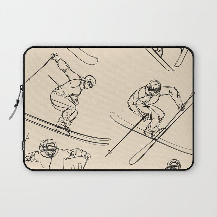 Minimal Skiers Line Art 2 Laptop Sleeve Gallery Image 1