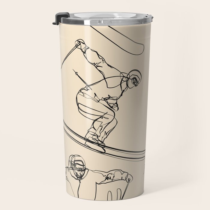 Minimal Skiers Line Art 2 Travel Mug Gallery Image 3