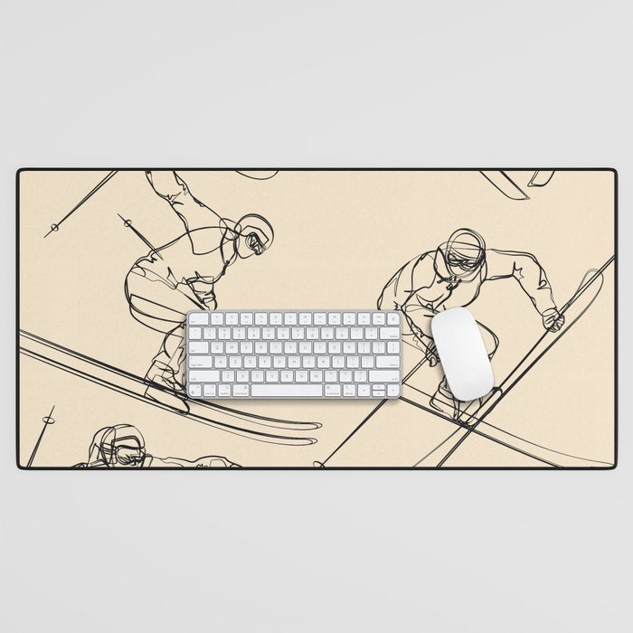 Minimal Skiers Line Art 2 Desk Mat Gallery Image 1
