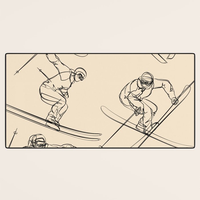 Minimal Skiers Line Art 2 Desk Mat Gallery Image 3