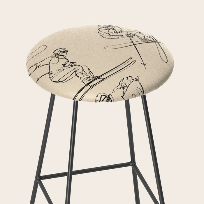 Minimal Skiers Line Art 2 Stool Gallery Image 2