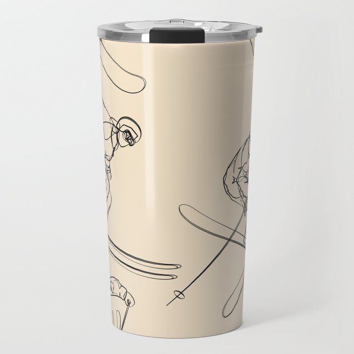 Minimal Skiers Line Art 2 Travel Mug Gallery Image 1