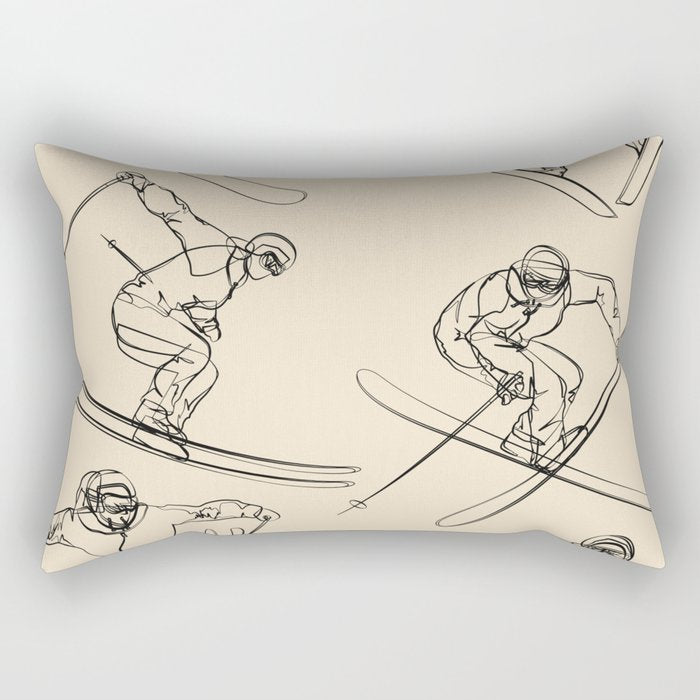 Minimal Skiers Line Art 2 Rectangular Pillow Gallery Image 2