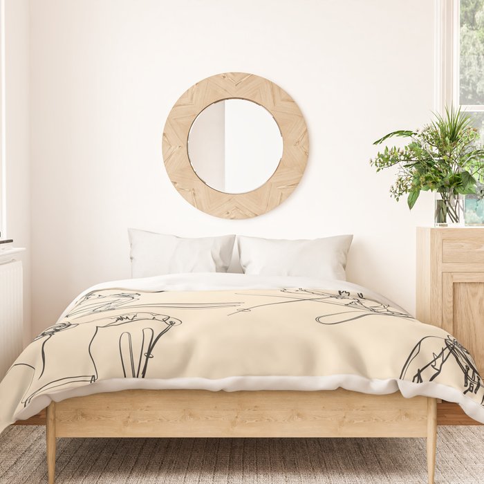 Minimal Skiers Line Art 2 Duvet Cover Gallery Image 3
