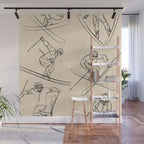 Minimal Skiers Line Art 2 Wall Mural Gallery Image 1
