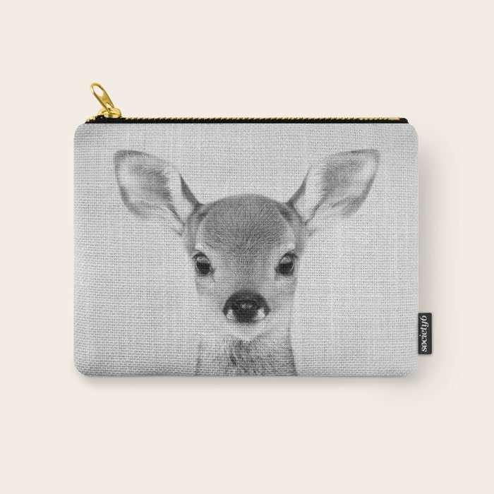 Baby Deer - Black & White Carry All Pouch Gallery Image 1