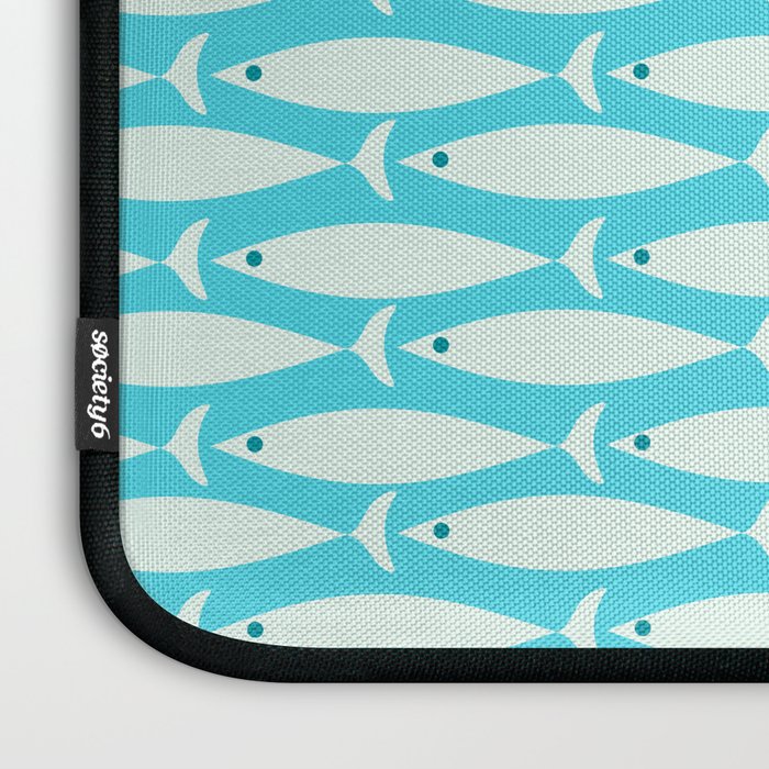 Coastal Fish Pattern in Aqua Laptop Sleeve Gallery Image 3