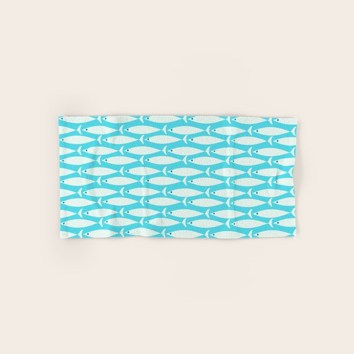 Coastal Fish Pattern in Aqua Bath Towel Gallery Image 1